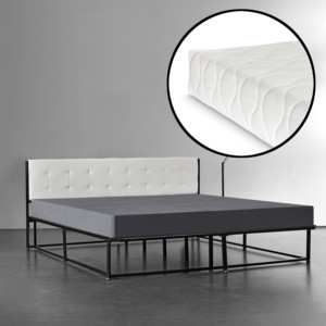 [en.casa]® Kovová postel AANB-0703 + matrace HKSM 180 x 200 cm