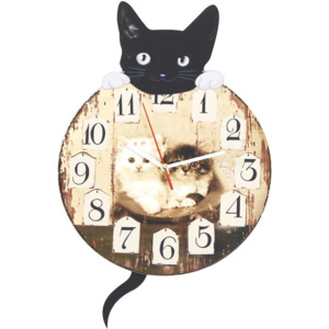 Nástěnné hodiny s kočkou