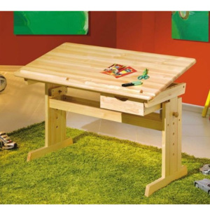 Dětský rostoucí psací stůl Julia přírodní borovice masiv