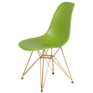 KHome Židle DSR GOLD šťavnatá zeleň č.13 - kovově zlatavý základ