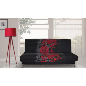 Pohodlná pohovka s úložným prostorem v černé barvě s červeným květem typ 5 F1303