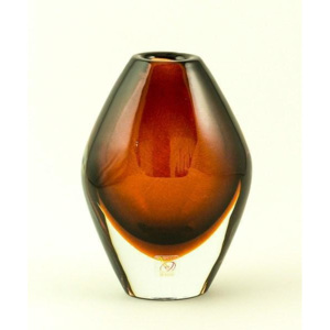 Murano Luxury Glass Skleněná váza Oliva Rosso 17 cm