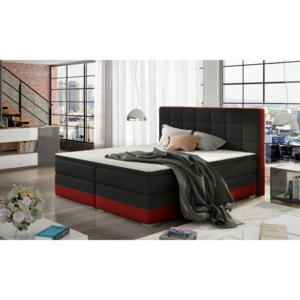 Casarredo Kontinentální postel Boxspring LUCAS černá / červená 160x200cm