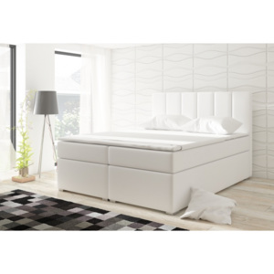 Casarredo Kontinentální postel Boxspring MARIO bílá ekokůže 180x200cm