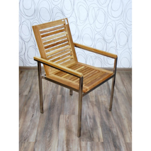 Zahradní židle křeslo 15263A 86x55x60 cm teak nerez