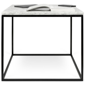 Konferenční stolek s černým podnožím a bílou mramorovou deskou TemaHome Gleam, 50 x 50 cm