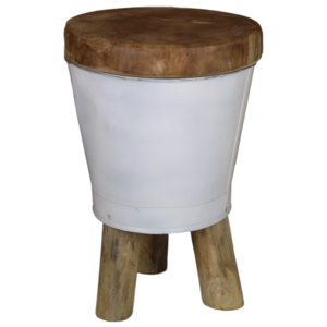 Stolička se sedákem z teakového dřeva HSM collection Bucket, výška 30 cm