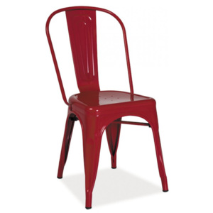 Jídelní kovová židle LOFT červená