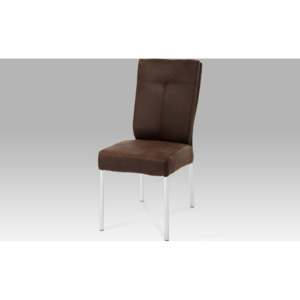 Autronic Jídelní židle, látka hnědá / chrom HC-046 BR3