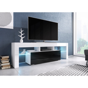 TV stolek TORO 138 (bílá-černá) SKLADEM 6ks (Moderní televizní stolek s)