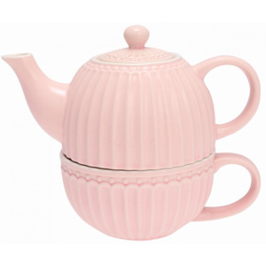 Čajová konvička s hrnečkem Alice Pale pink