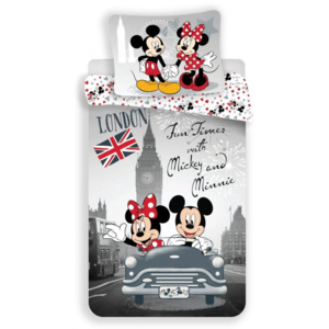 Dadka bavlna povlečení Mickey and Minnie v Londýně 140x200 70x90