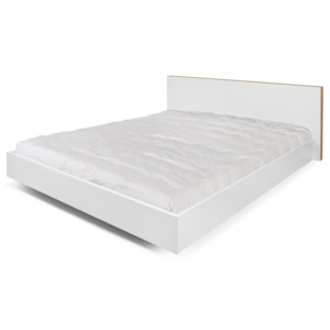 Bílá postel s hnědými hranami TemaHome Float, 160 x 200 cm