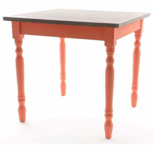 Stůl hranatý zdobné nohy dřevěný 75cm oranžový