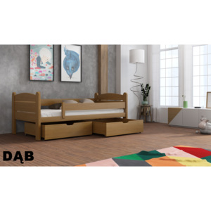 Dřevená postel s úložným prostorem Maci 80x180 cm odstín dub