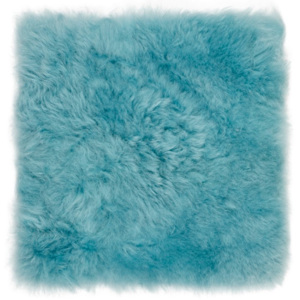 Mentolově modrý kožešinový podsedák s dlouhým chlupem Arctic Fur Eglé, 37 x 37 cm