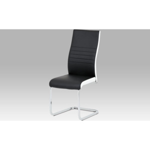 Autronic Jídelní židle černá + bílá koženka / chrom DCL-429 BK