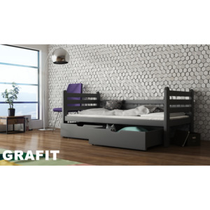 Masivní postel SIMON 80x200 cm s úložným prostorem - grafit