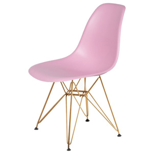 KHome Židle DSR GOLD pastelově růžová č.07 - kovově zlatavý základ