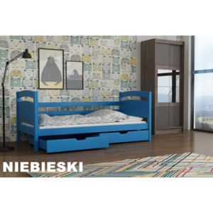 Masivní postel SIGMA 90x200 cm s úložným prostorem - modrá