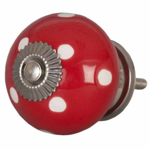 KNOPKA CLAYRE EEF 40mm - červená s bílými puntíky