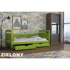 Masivní postel SIGMA 90x200 cm s úložným prostorem - zelená