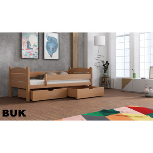 Dřevená postel s úložným prostorem Maci 80x180 cm odstín buk