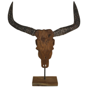 Dekorace z teakového dřeva HSM collection Buffalo Head, výška 80 cm