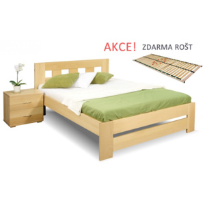 Dřevěná postel s roštem Barča, , masiv buk , 140x200 cm