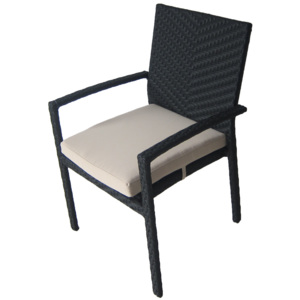 Umělý ratanový nábytek - Židle Horizon s područkami černá