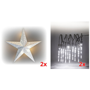 Marimex | Sada LED osvětlení (2x Svítící hvězda + 2x Rampouchy LED 10 ks) | 19900056