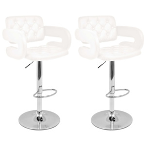Otočné barové stoličky 2 ks z umělé kůže bílé