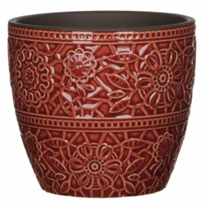 Obal kulatý ANY dekor ornamenty keramika 12cm červený