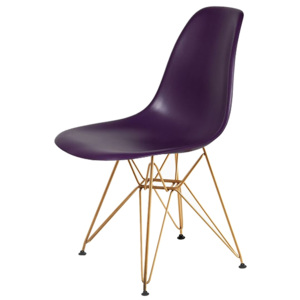 KHome Židle DSR GOLD fialově purpurová č.39 - kovově zlatavý základ