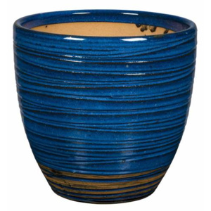 Květináč CORSICA 37cm glazovaná keramika modrý