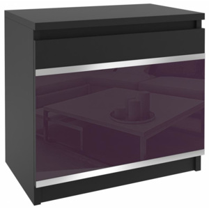 Praktický noční stolek Beauty 2 - černá / fialový lesk