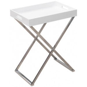 Inviro Odkládací stolek PEZZOT, bílá/stříbrná