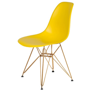 KHome Židle DSR GOLD sluneční žlutá č.09 - kovově zlatavý základ