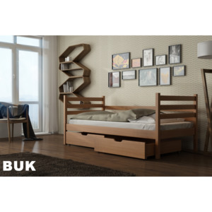 Masivní postel MELANI 80x200 cm s úložným prostorem - buk
