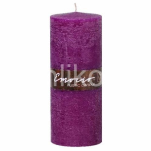 Válcová svíčka 20cm RUSTIC tmavě fialová