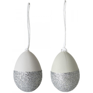 Mini velikonoční vajíčka Silver glitter - set 2 ks