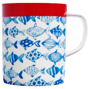 Hrnek na čaj, kávu, kakao... Fish REMEMBER (vzor ryba/ modra/bílá/červená)