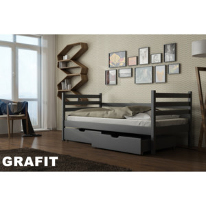 Masivní postel MELANI 80x200 cm s úložným prostorem - grafit