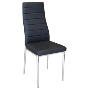 JETTA Καρέκλα Χρώμιο/PVC Μαύρο (Συσκ.6)