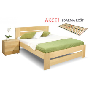 Dřevěná postel s roštem Berni, , masiv buk , 140x200 cm