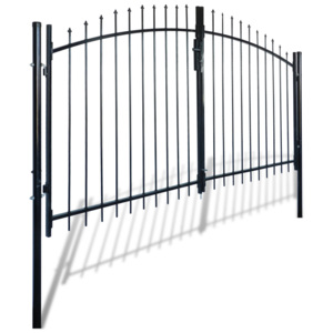 Dvoukřídlá plotová brána s hroty nahoře 300 x 175 cm