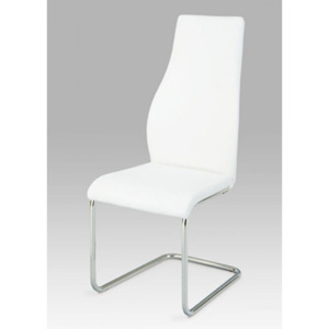 Jídelní židle, koženka bílá / chrom