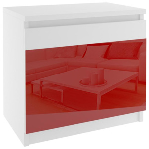 Noční stolek Beauty 1 - bílá / červený lesk