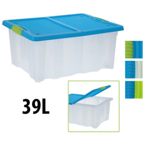 Úložný box s klip víkem 39 l plastový 60x40x27 cm zelená - ProGarden