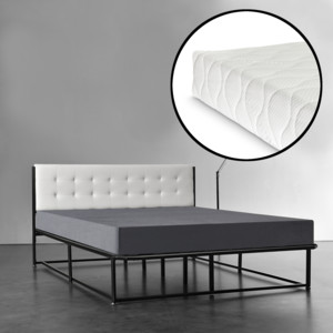 [en.casa]® Kovová postel AANB-0701 + matrace HKSM 140 x 200 cm